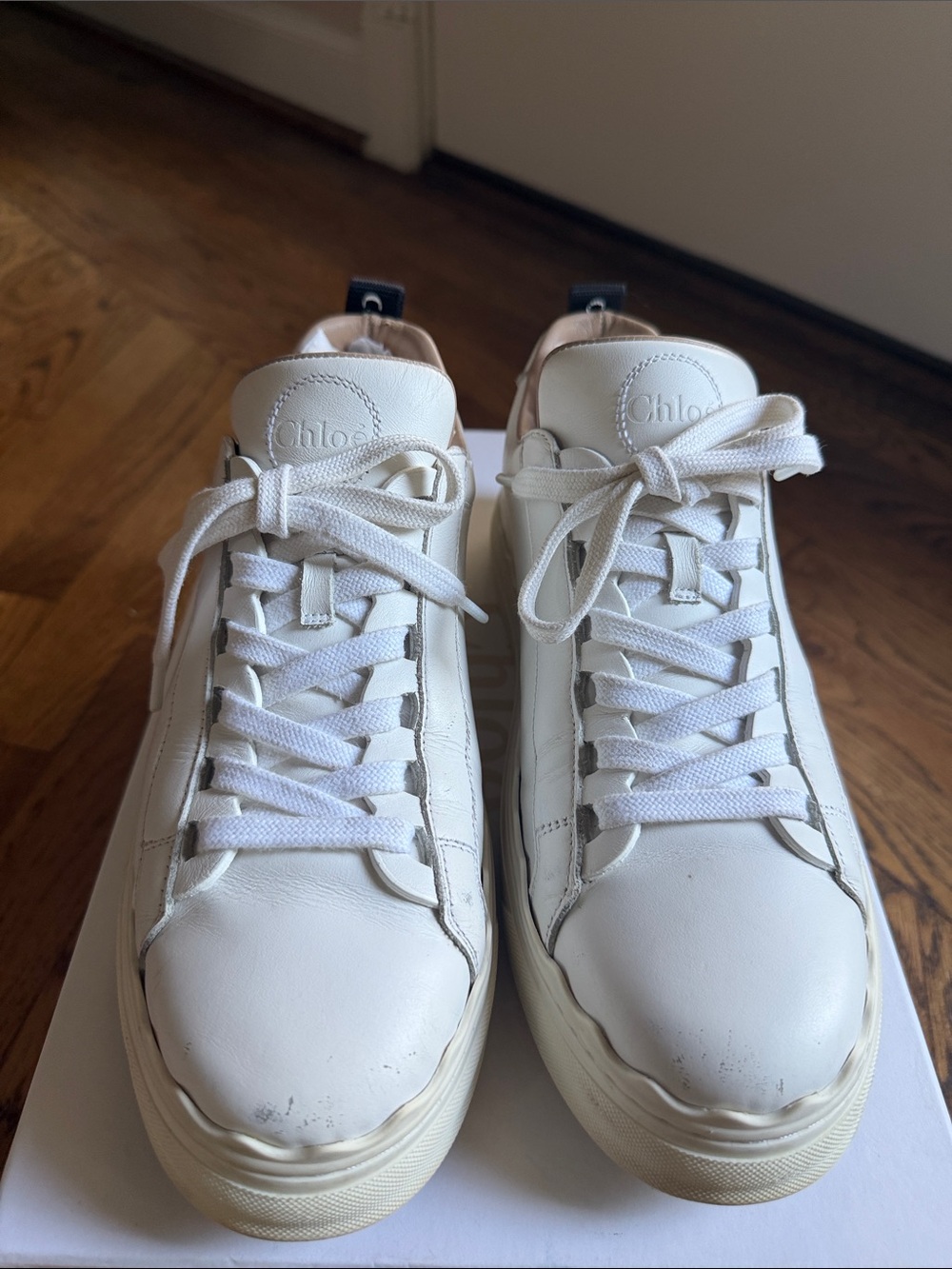 Chloe Women's White Low-Top Leather Sneakers